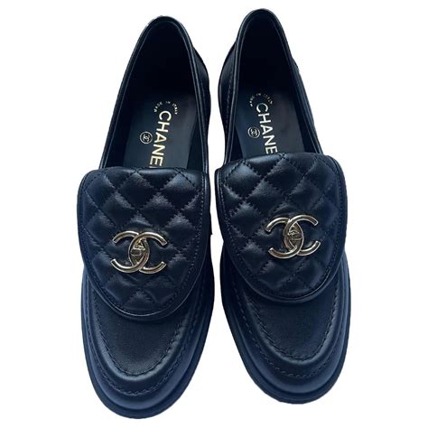 moccasins chanel black|cheap chanel flat shoes.